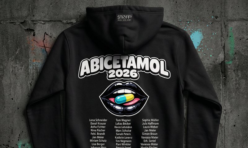 ABICETAMOL 2026 Hoodie Backprint mit Namensliste – Stoff³ Kassel